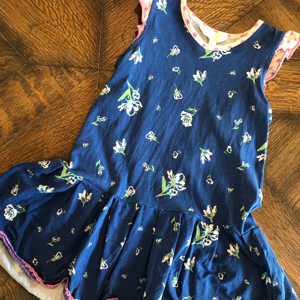 Girls flutter dress blue with pinkish purple